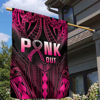 Breast Cancer Pink Out Garden Flag Polynesian Art Tattoo Black Version LT05 - Polynesian Pride