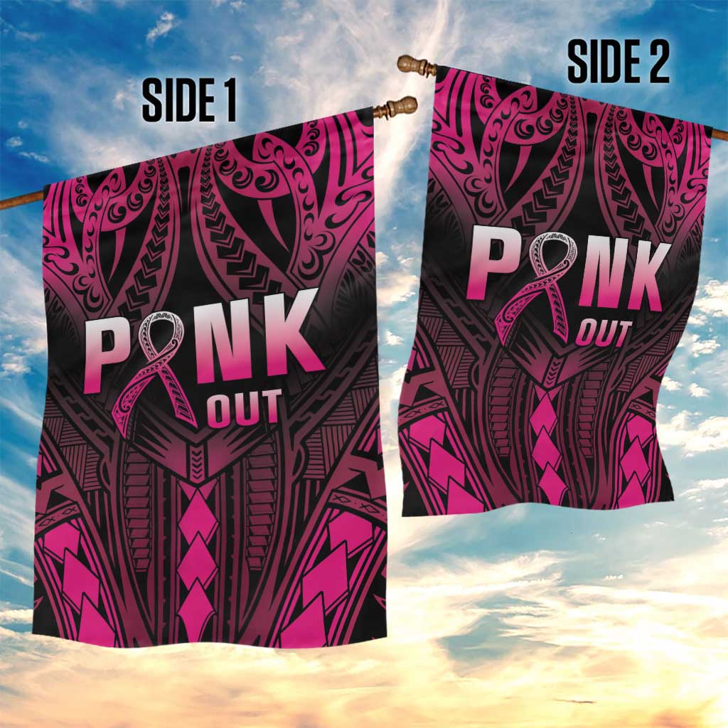 Breast Cancer Pink Out Garden Flag Polynesian Art Tattoo Black Version LT05 - Polynesian Pride
