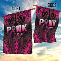 Breast Cancer Pink Out Garden Flag Polynesian Art Tattoo Black Version LT05 - Polynesian Pride