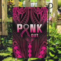 Breast Cancer Pink Out Garden Flag Polynesian Art Tattoo Black Version LT05 Garden Flag Black - Polynesian Pride