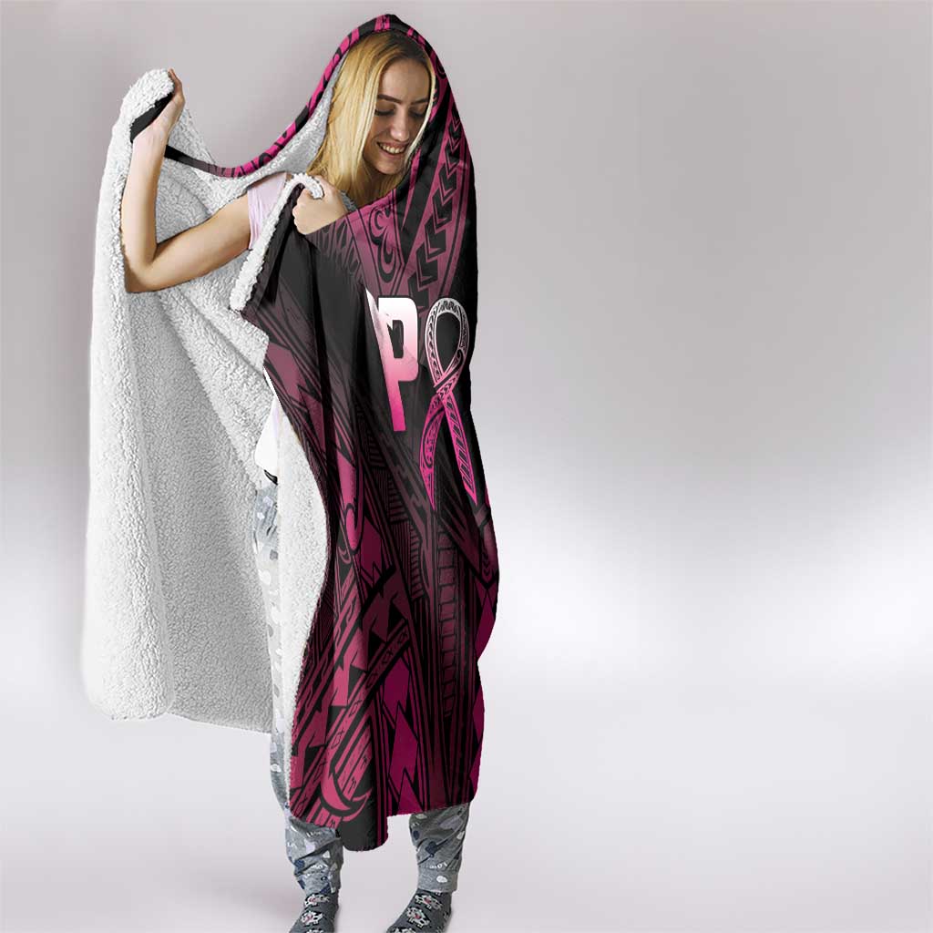 Breast Cancer Pink Out Hooded Blanket Polynesian Art Tattoo Black Version LT05 - Polynesian Pride