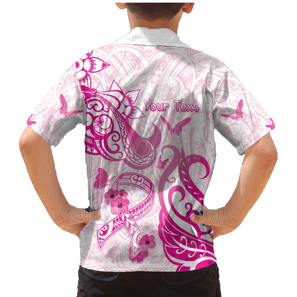 Personalised Breast Cancer Awareness Family Matching Mermaid Dress and Hawaiian Shirt Ribbon Polynesian Pattern White Version LT05 - Polynesian Pride