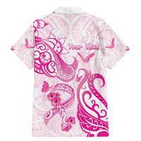 Personalised Breast Cancer Awareness Family Matching Mermaid Dress and Hawaiian Shirt Ribbon Polynesian Pattern White Version LT05 - Polynesian Pride