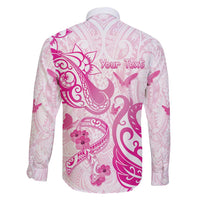Personalised Breast Cancer Awareness Family Matching Summer Maxi Dress and Hawaiian Shirt Ribbon Polynesian Pattern White Version LT05 - Polynesian Pride