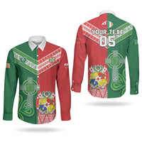 Tonga Ireland Rugby Custom Couples Matching Summer Maxi Dress and Long Sleeve Button Shirt Ikale Tahi With Shamrocks Together