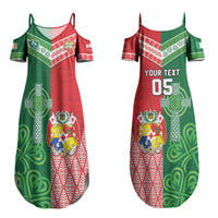 Tonga Ireland Rugby Custom Couples Matching Summer Maxi Dress and Long Sleeve Button Shirt Ikale Tahi With Shamrocks Together