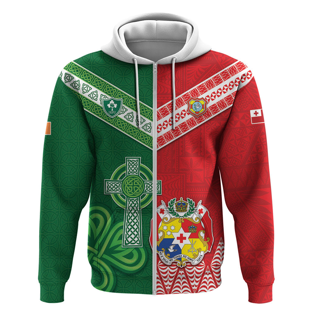 Tonga Ireland Rugby Custom Hoodie Ikale Tahi With Shamrocks Together