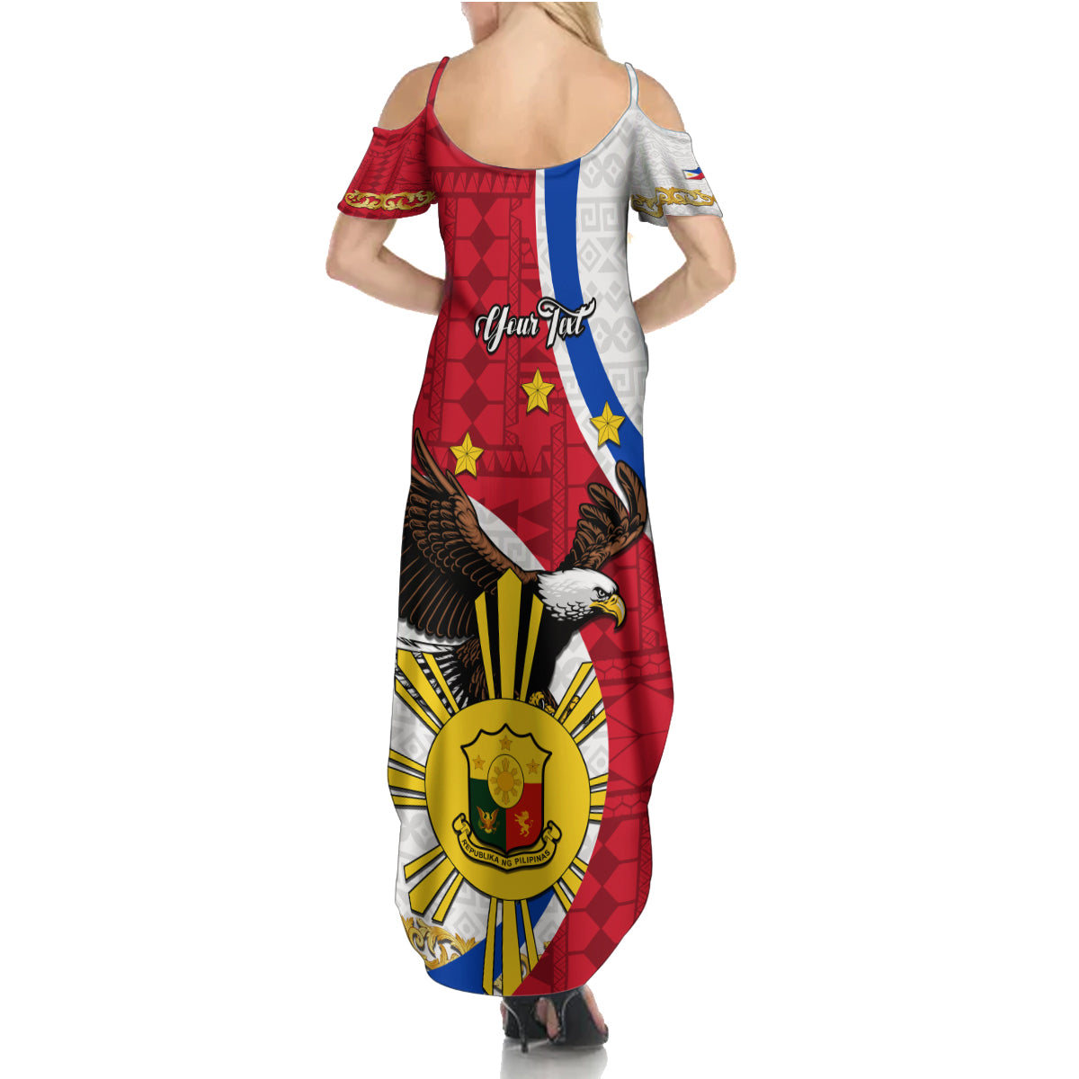 Personalized Philippines Family Matching Summer Maxi Dress and Hawaiian Shirt The Eight-Rayed Sun Bald Eagle Polynesian Pattern LT05 - Polynesian Pride