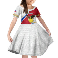 Personalized Philippines Family Matching Tank Maxi Dress and Hawaiian Shirt The Eight-Rayed Sun Bald Eagle Polynesian Pattern LT05 Daughter's Dress Red - Polynesian Pride