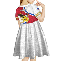 Personalized Philippines Kid Short Sleeve Dress The Eight-Rayed Sun Bald Eagle Polynesian Pattern LT05 - Polynesian Pride