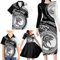 Go Fishing Family Matching Long Sleeve Bodycon Dress and Hawaiian Shirt Polynesian Pattern LT05 - Polynesian Pride