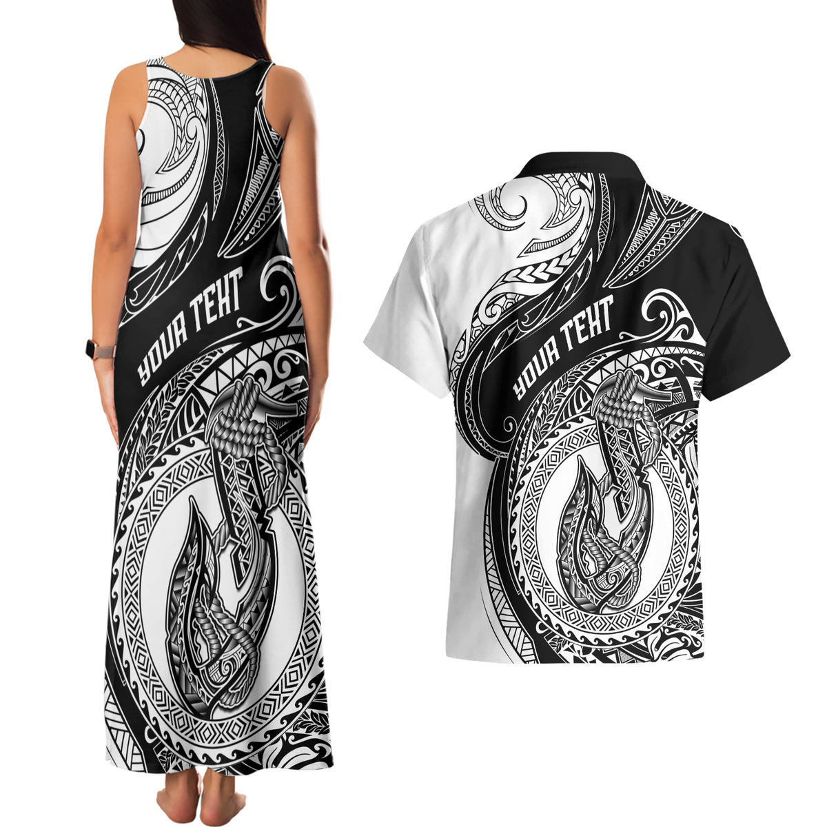 personalized-go-fishing-couples-matching-tank-maxi-dress-and-hawaiian-shirt-polynesian-pattern