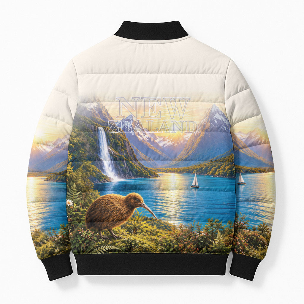 New Zealand Flag Bomber Puffer Jacket Scenic Nature LT05 - Polynesian Pride