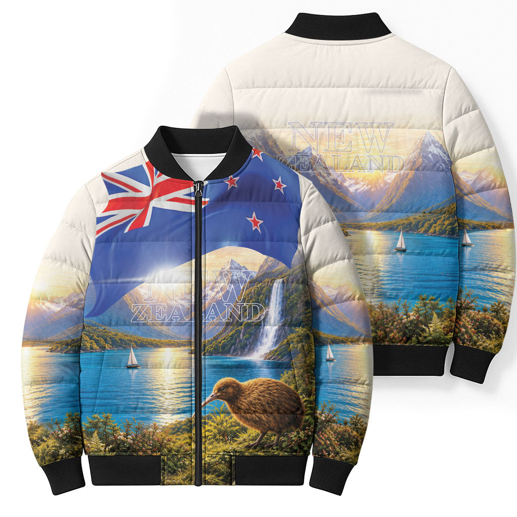 New Zealand Flag Bomber Puffer Jacket Scenic Nature LT05 - Polynesian Pride