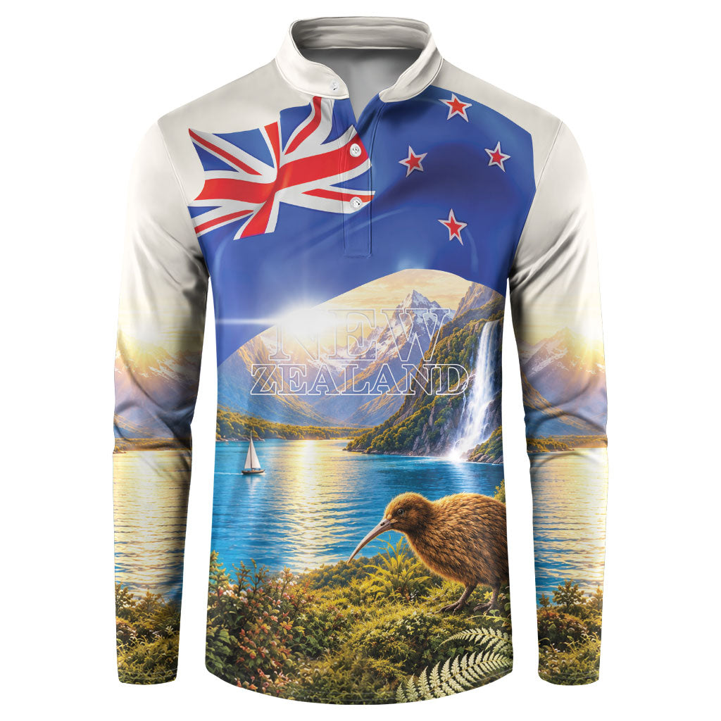 New Zealand Flag Button Sweatshirt Scenic Nature LT05 Multicolor - Polynesian Pride
