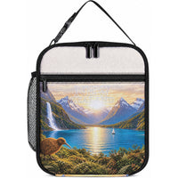 New Zealand Flag Lunch Bag Scenic Nature LT05 10.2 × 8.3 × 4.3 inch Multicolor - Polynesian Pride