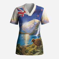 New Zealand Flag Scrub Top Scenic Nature LT05 Adult Multicolor - Polynesian Pride