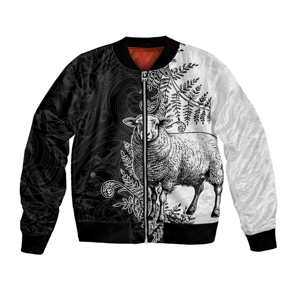 New Zealand Aotearoa Hipi Bomber Jacket Maori Pattern LT05 Unisex Black - Polynesian Pride