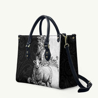 New Zealand Aotearoa Hipi Leather Bag Maori Pattern LT05 Black - Polynesian Pride