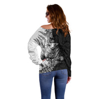 New Zealand Aotearoa Hipi Off Shoulder Sweater Maori Pattern LT05 - Polynesian Pride