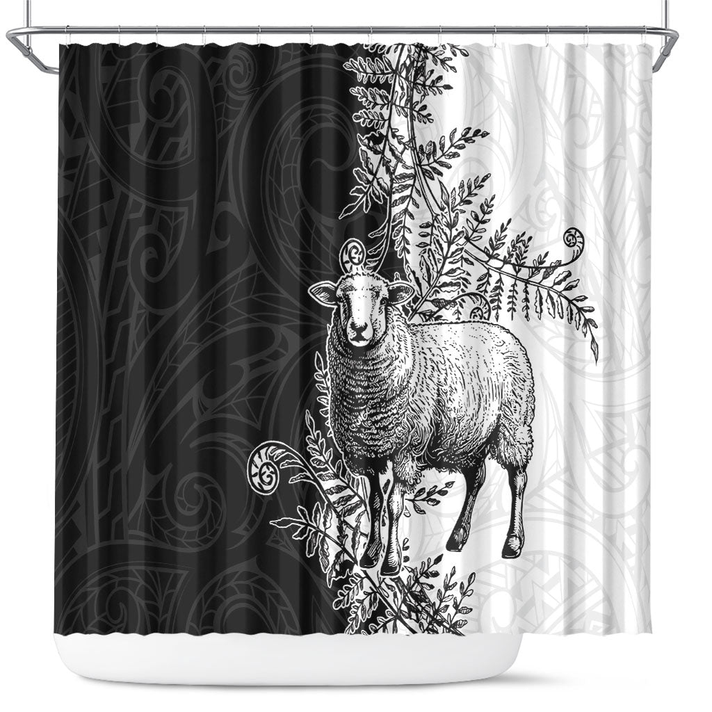 New Zealand Aotearoa Hipi Shower Curtain Maori Pattern LT05 Black - Polynesian Pride