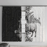 New Zealand Aotearoa Hipi Window Curtain Maori Pattern LT05 With Hooks Black - Polynesian Pride