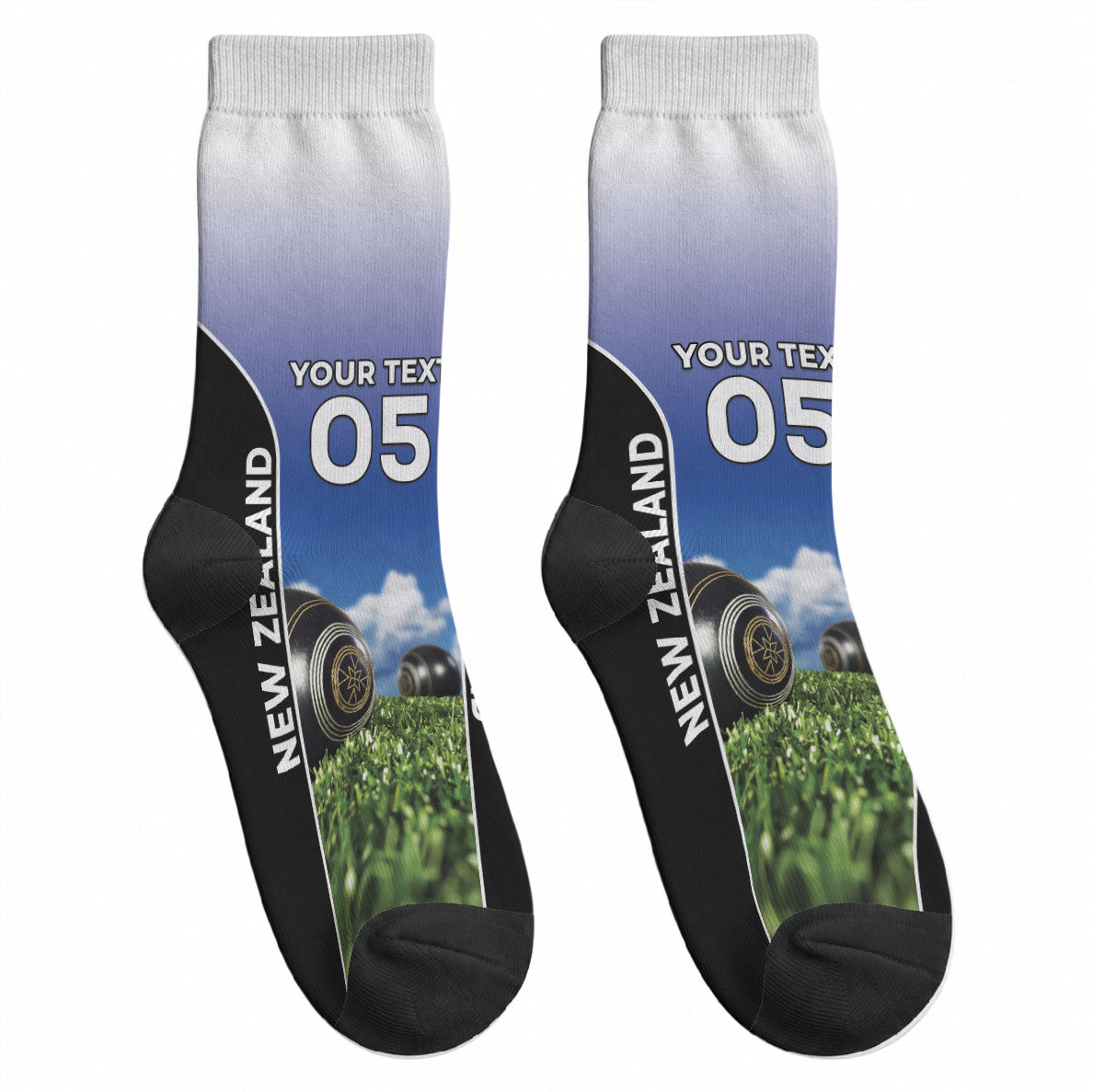 Custom New Zealand Lawn Bowls Crew Socks Unique Style LT05 - Polynesian Pride