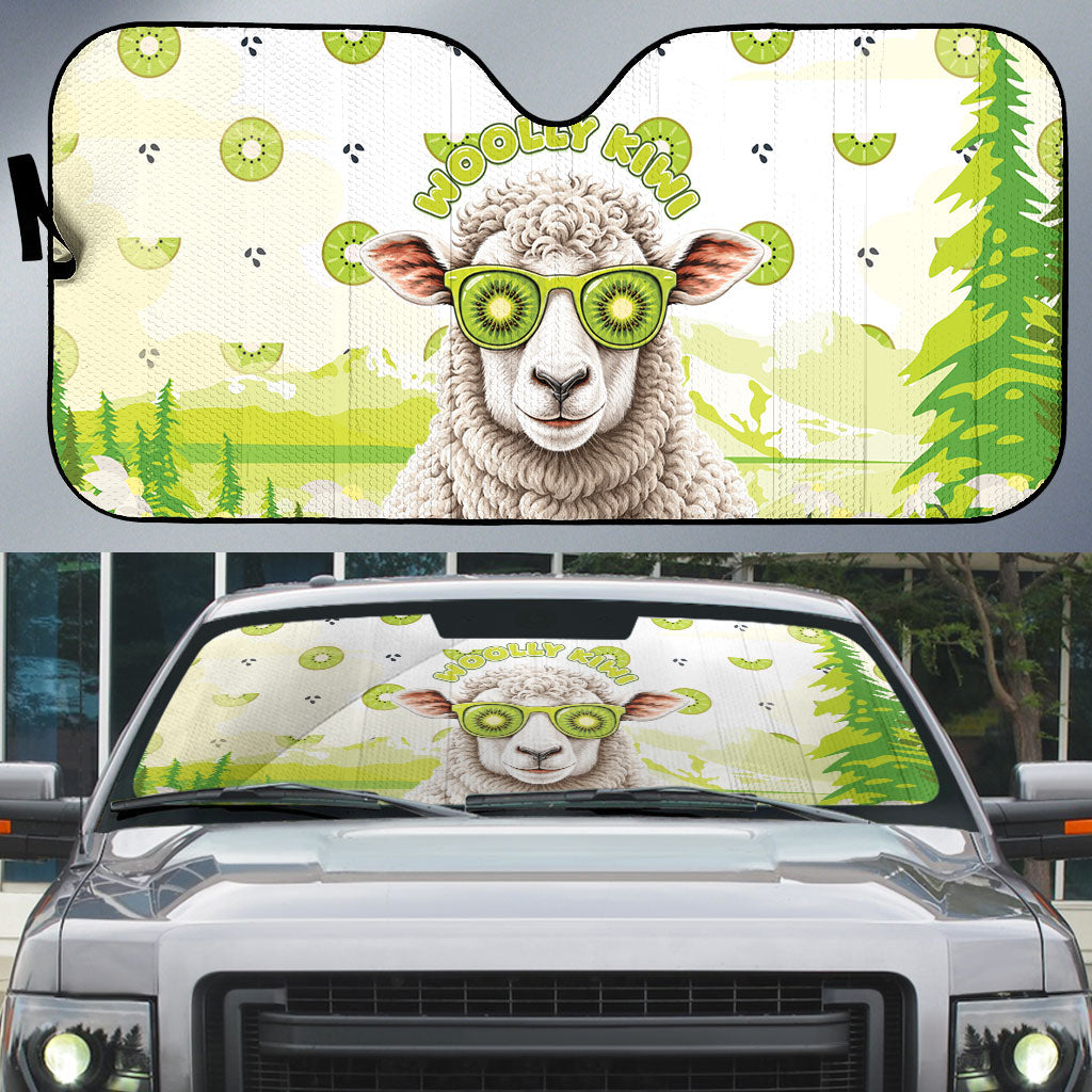 New Zealand Funny Woolly Kiwi Sheep Auto Sun Shade LT05 White - Polynesian Pride