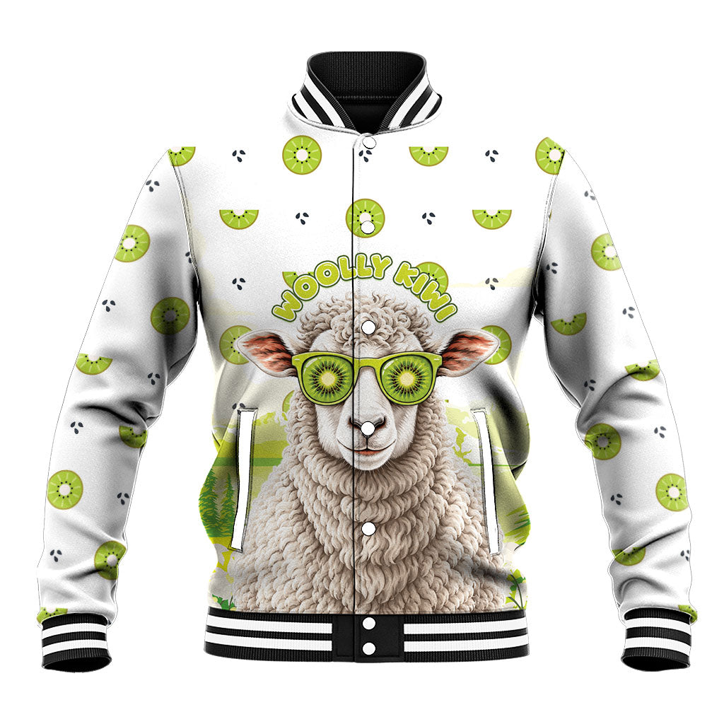 New Zealand Funny Woolly Kiwi Sheep Baseball Jacket LT05 Unisex White - Polynesian Pride