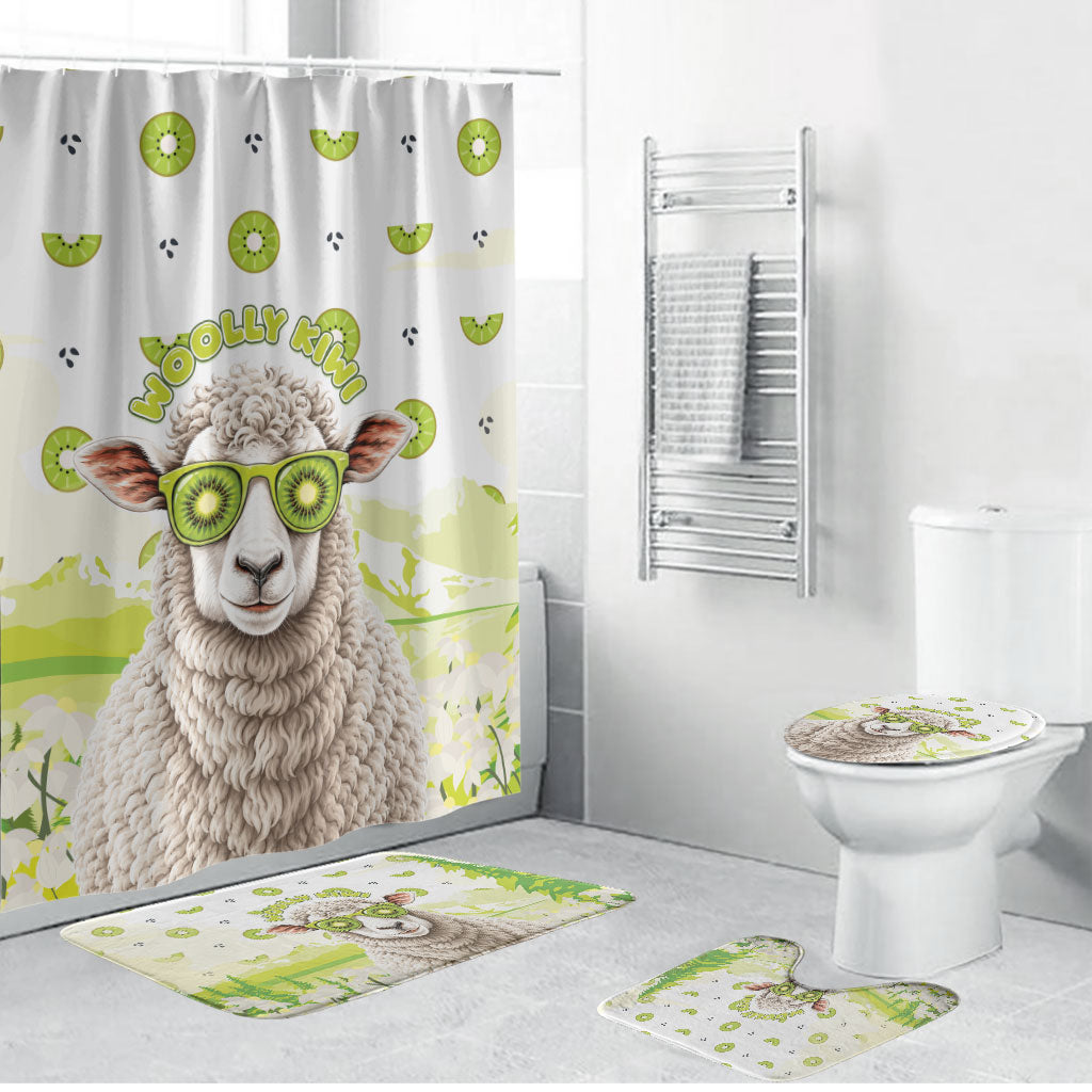 New Zealand Funny Woolly Kiwi Sheep Bathroom Set LT05 Bathroom Set (4 pcs) White - Polynesian Pride