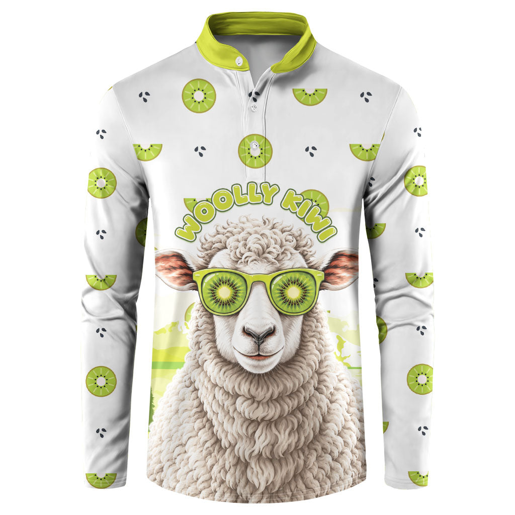 New Zealand Funny Woolly Kiwi Sheep Button Sweatshirt LT05 White - Polynesian Pride