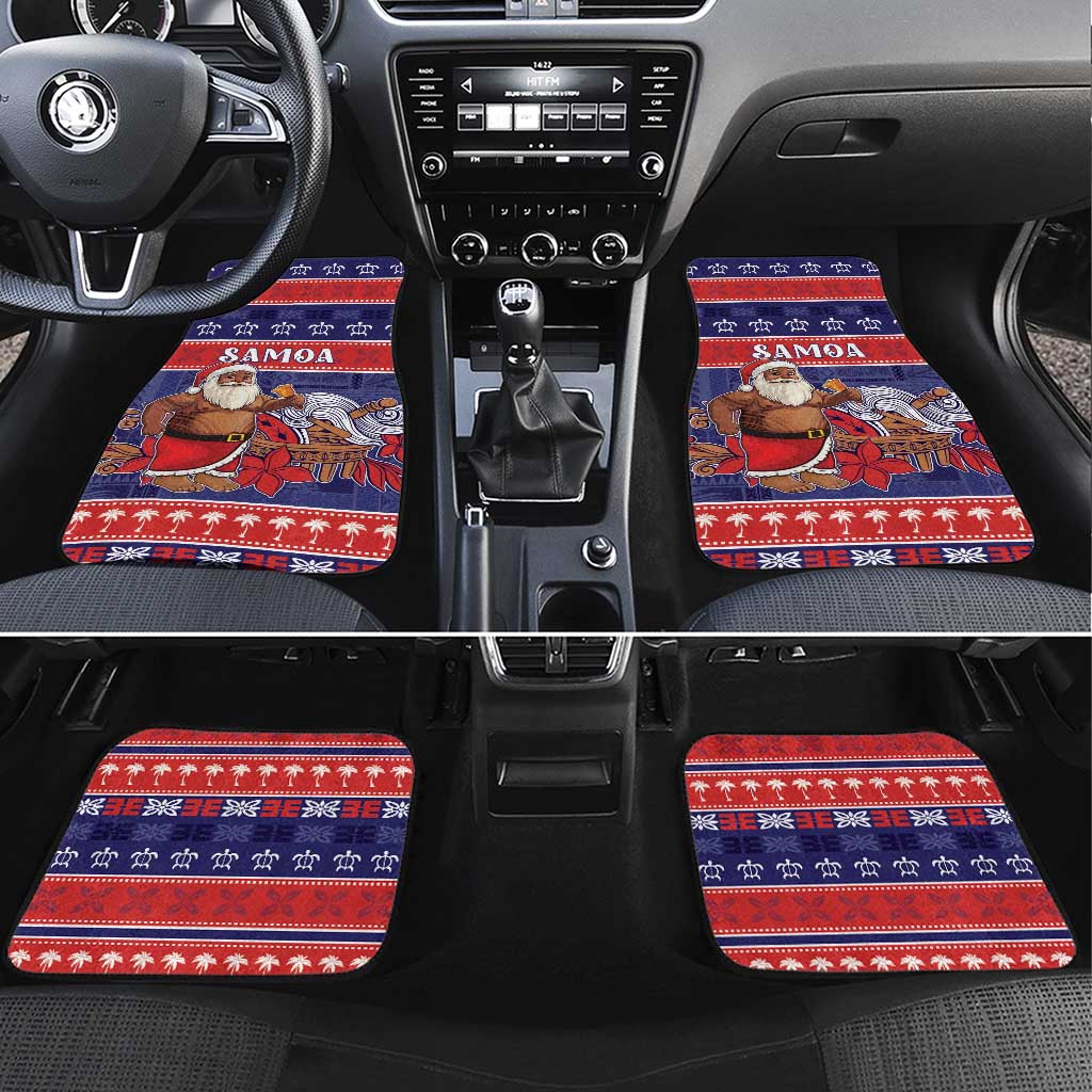 Samoa Christmas Car Mats Samoan Santa Claus Manuia Le Kerisimasi LT05 Set 4pcs Blue - Polynesian Pride