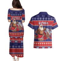 Samoa Christmas Couples Matching Puletasi and Hawaiian Shirt Samoan Santa Claus Manuia Le Kerisimasi LT05 - Polynesian Pride