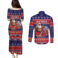 Samoa Christmas Couples Matching Puletasi and Long Sleeve Button Shirt Samoan Santa Claus Manuia Le Kerisimasi LT05 - Polynesian Pride