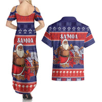 Samoa Christmas Couples Matching Summer Maxi Dress and Hawaiian Shirt Samoan Santa Claus Manuia Le Kerisimasi LT05 - Polynesian Pride