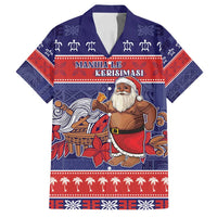 Samoa Christmas Family Matching Long Sleeve Bodycon Dress and Hawaiian Shirt Samoan Santa Claus Manuia Le Kerisimasi LT05 Dad's Shirt - Short Sleeve Blue - Polynesian Pride