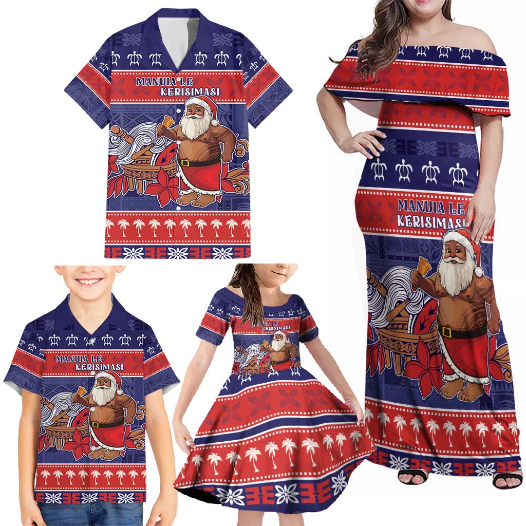 Samoa Christmas Family Matching Off Shoulder Maxi Dress and Hawaiian Shirt Samoan Santa Claus Manuia Le Kerisimasi LT05 - Polynesian Pride