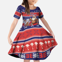 Samoa Christmas Family Matching Puletasi and Hawaiian Shirt Samoan Santa Claus Manuia Le Kerisimasi LT05 Daughter's Dress Blue - Polynesian Pride