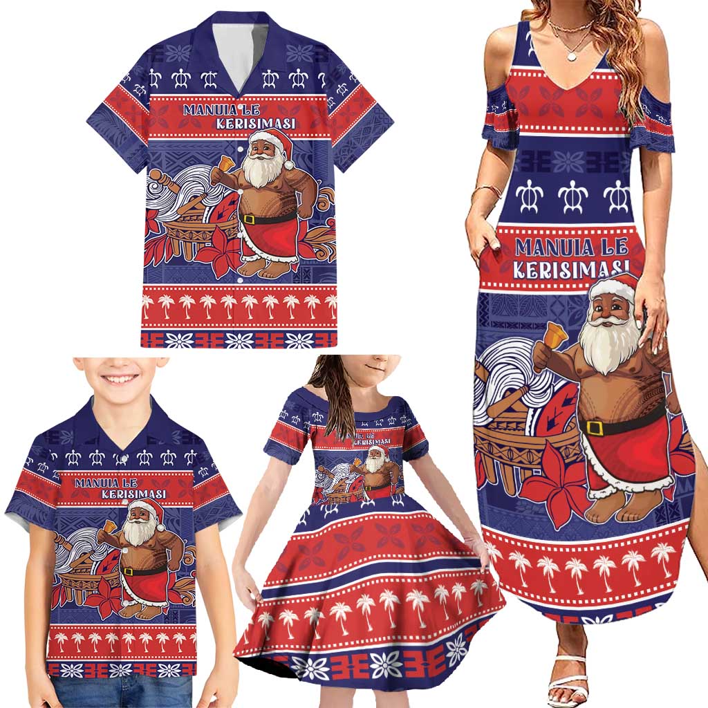 Samoa Christmas Family Matching Summer Maxi Dress and Hawaiian Shirt Samoan Santa Claus Manuia Le Kerisimasi LT05 - Polynesian Pride