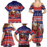 Samoa Christmas Family Matching Summer Maxi Dress and Hawaiian Shirt Samoan Santa Claus Manuia Le Kerisimasi LT05 - Polynesian Pride