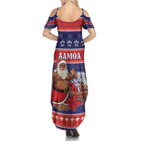 Samoa Christmas Family Matching Summer Maxi Dress and Hawaiian Shirt Samoan Santa Claus Manuia Le Kerisimasi LT05 - Polynesian Pride