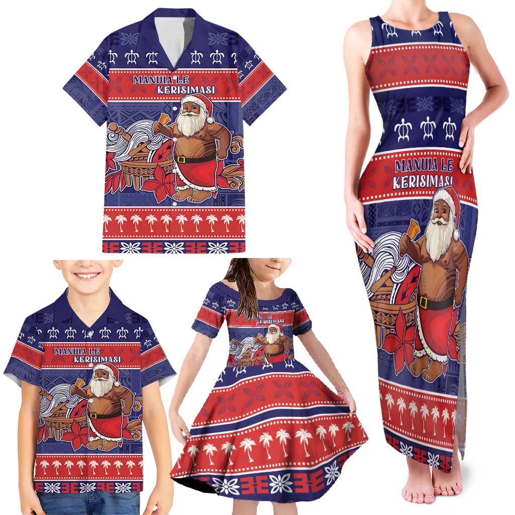 Samoa Christmas Family Matching Tank Maxi Dress and Hawaiian Shirt Samoan Santa Claus Manuia Le Kerisimasi LT05 - Polynesian Pride