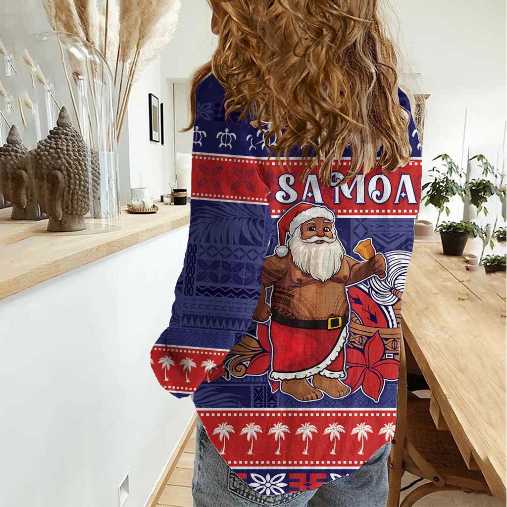 Samoa Christmas Women Casual Shirt Samoan Santa Claus Manuia Le Kerisimasi LT05 - Polynesian Pride