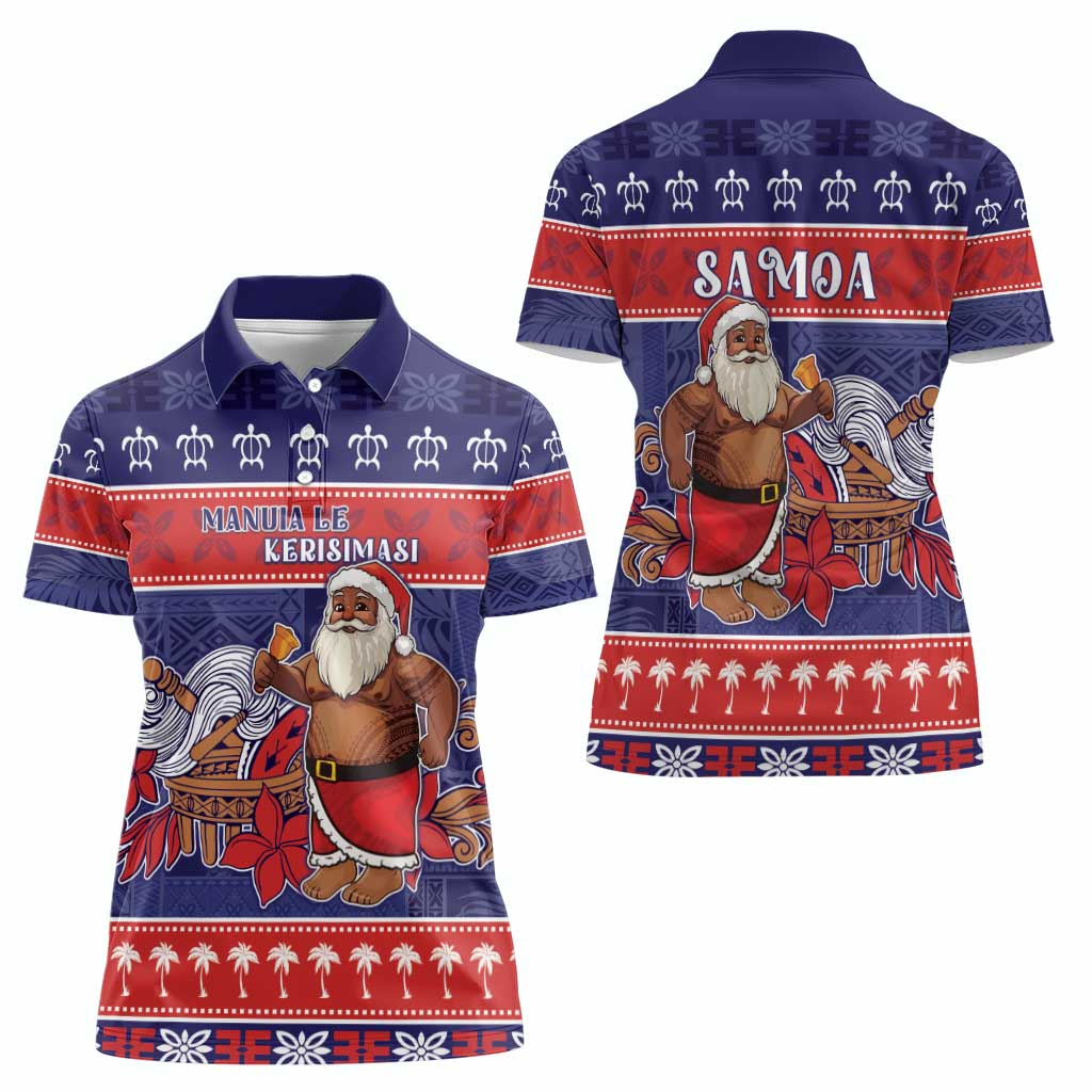 Samoa Christmas Women Polo Shirt Samoan Santa Claus Manuia Le Kerisimasi LT05 - Polynesian Pride