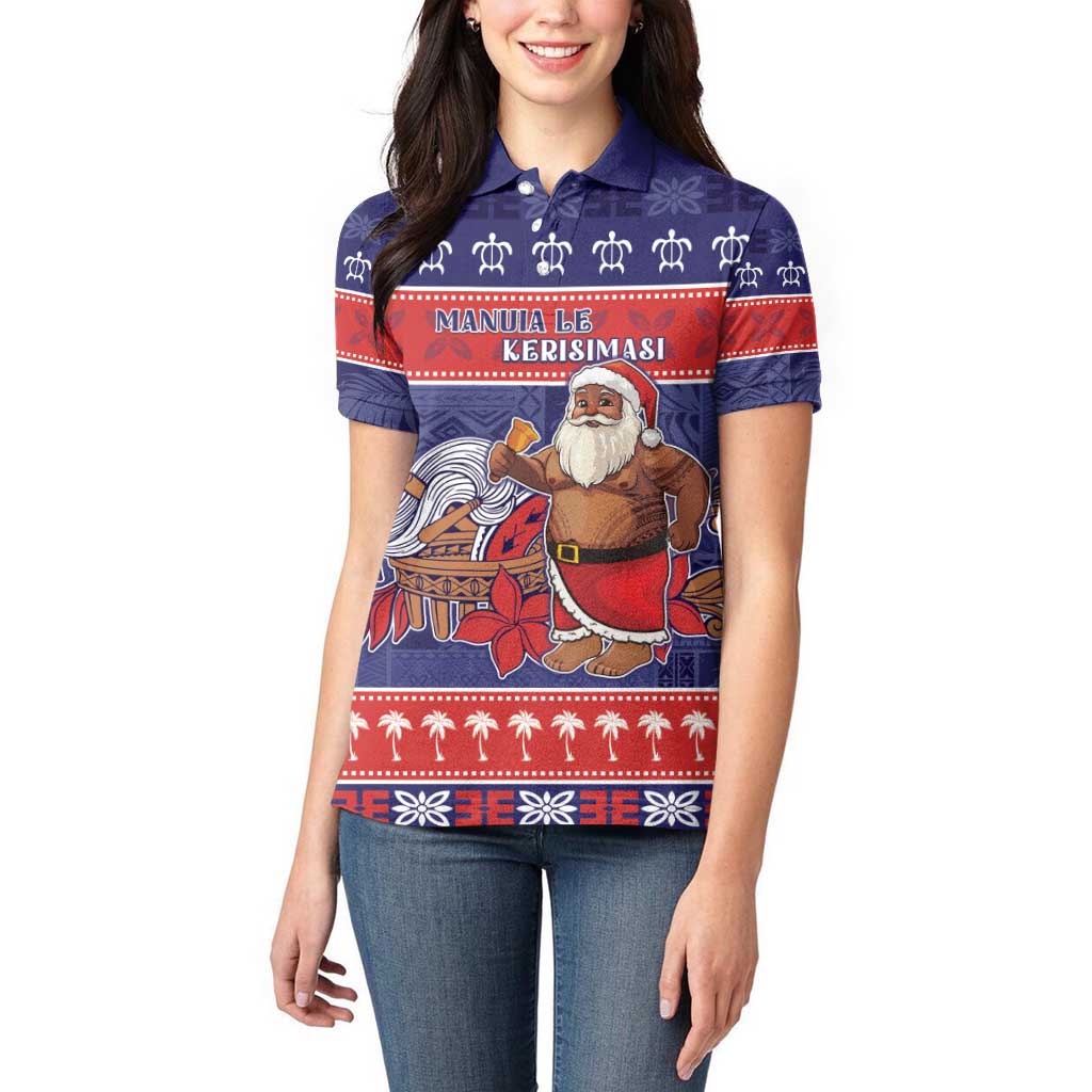 Samoa Christmas Women Polo Shirt Samoan Santa Claus Manuia Le Kerisimasi LT05 - Polynesian Pride