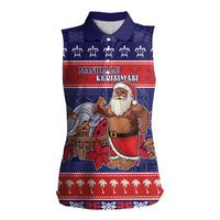 Samoa Christmas Women Sleeveless Polo Shirt Samoan Santa Claus Manuia Le Kerisimasi LT05 Female Blue - Polynesian Pride