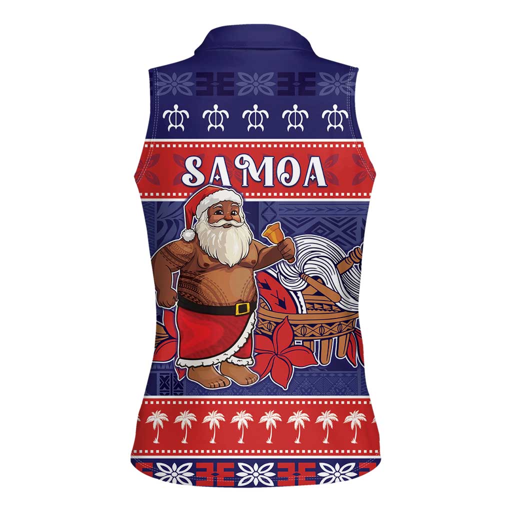 Samoa Christmas Women Sleeveless Polo Shirt Samoan Santa Claus Manuia Le Kerisimasi LT05 - Polynesian Pride