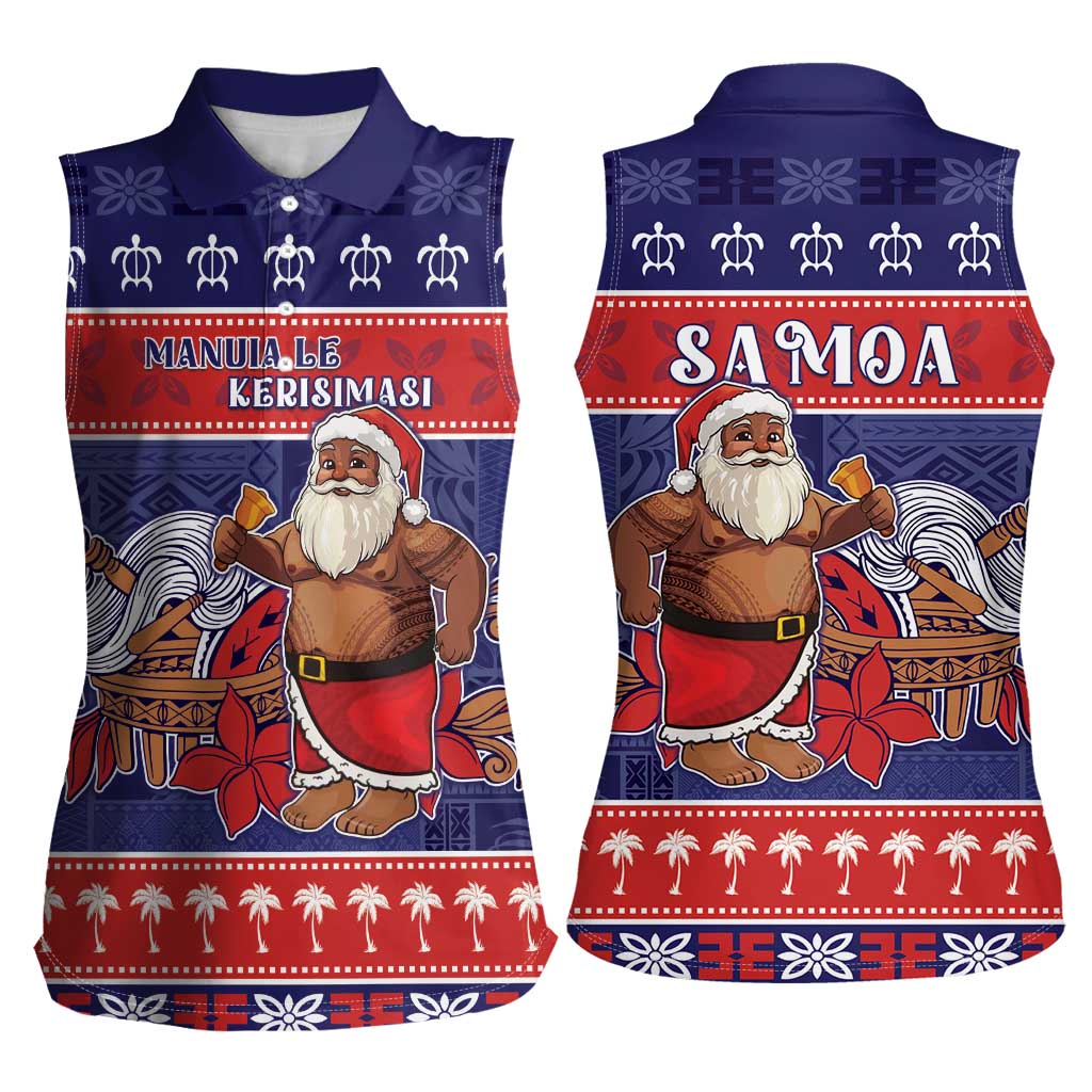 Samoa Christmas Women Sleeveless Polo Shirt Samoan Santa Claus Manuia Le Kerisimasi LT05 - Polynesian Pride