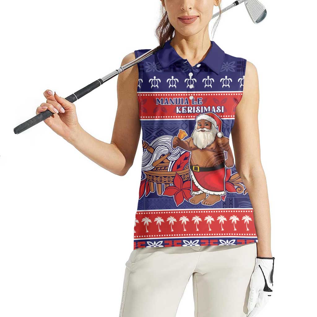Samoa Christmas Women Sleeveless Polo Shirt Samoan Santa Claus Manuia Le Kerisimasi LT05 - Polynesian Pride