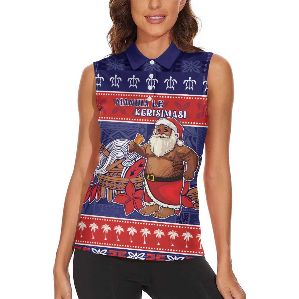 Samoa Christmas Women Sleeveless Polo Shirt Samoan Santa Claus Manuia Le Kerisimasi LT05 - Polynesian Pride